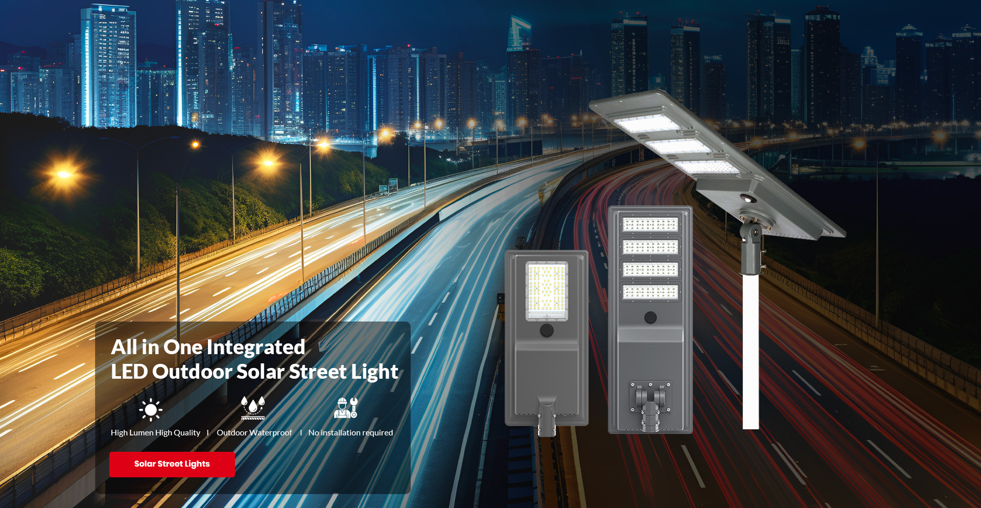 outdoor waterproof ip65 all in one solar led street light