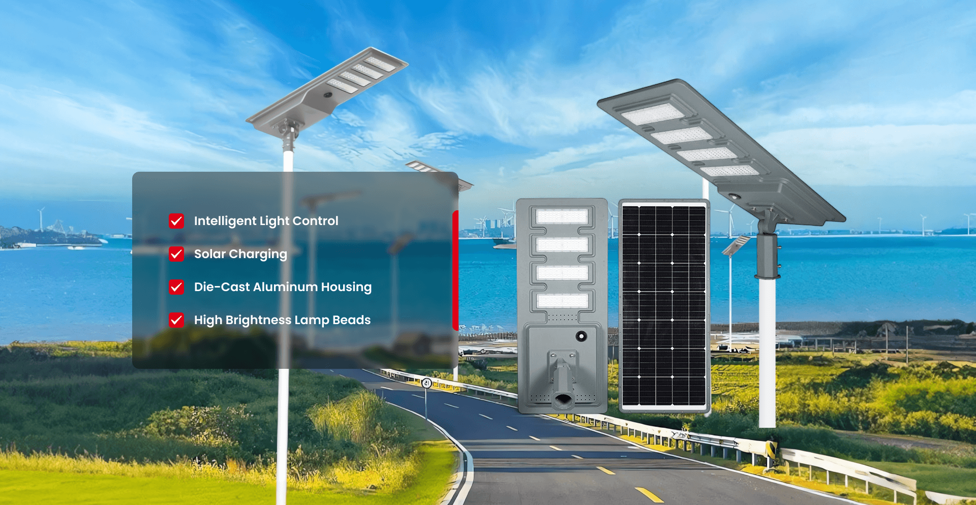 ip68 outdoor waterproof remote control integrated solar led street light
