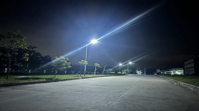 Solar street lights installed in Thailand on April 10, 2024
