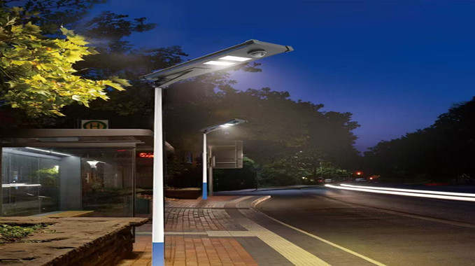 Solar street lights with 4G network cameras installed on the street