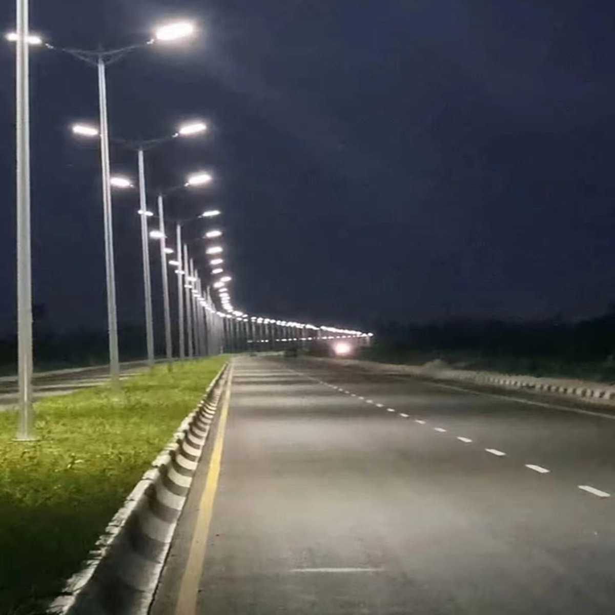 Illuminated city roads in Nigeria