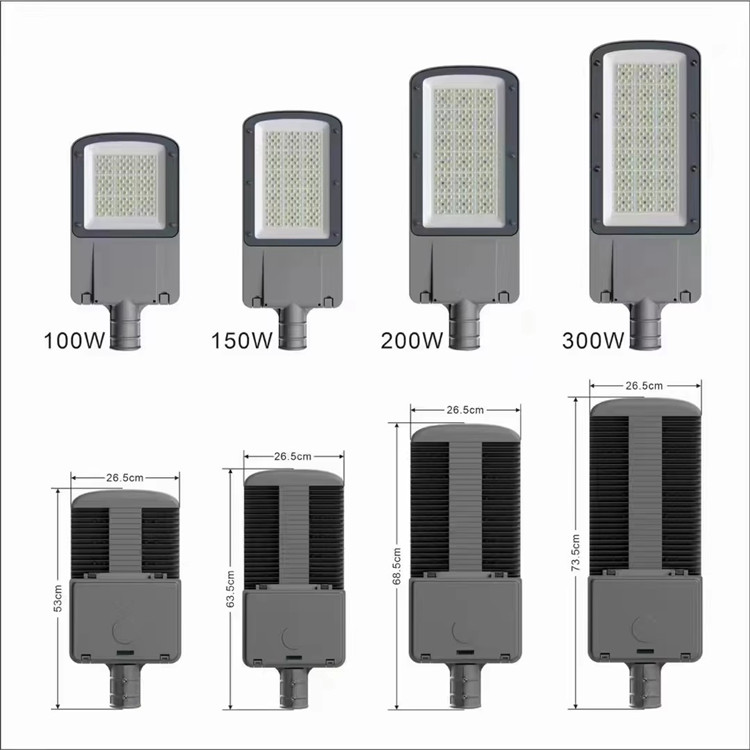 Aluminum housing and glass lens municipal street light